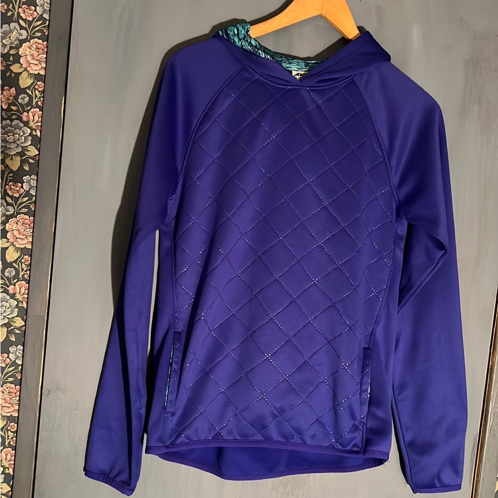 Blue hooded kids quilted sweatshirt